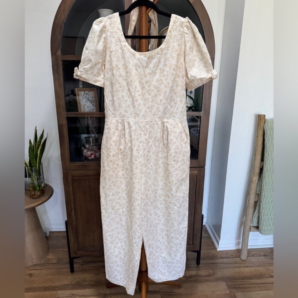 Gal Meets Glam Iris Jumpsuit Size 14 Straight Cropped White Floral Preppy Party - Picture 3 of 16
